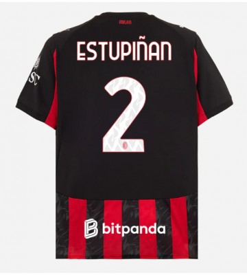 AC Milan Pervis Estupinan #2 Hjemmebanetrøje 2025-26 Kortærmet